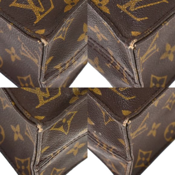 LOUIS VUITTON Logo Sac Plat Hand Tote Bag Monogram Leather Brown M51140 33MQ402 - Picture 4 of 8